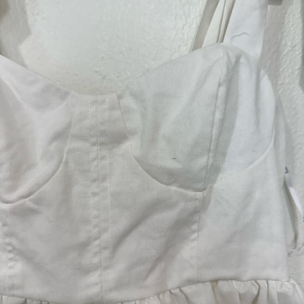 Lulus Tier-ly Delightful White Tie-Strap Tiered Bustier Mini Dress Size Small - Picture 4 of 12